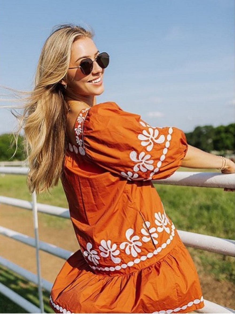 NWT J.Marie Amalia Embroidered 3/4 Sleeve Square Neck Dress Sz XL - Picture 9 of 16